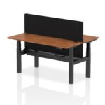 Air Back-to-Back Slimline Height Adjustable Bench Desk - 2 Person with Black Straight Screen - Image 58