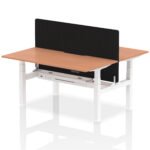 Air Back-to-Back Scalloped Edge Height Adjustable Bench Desk - 2 Person with Black Straight Screen - Image 39