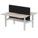 Air Back-to-Back Scalloped Edge Height Adjustable Bench Desk - 2 Person with Black Straight Screen - Image 41