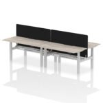 Air Back-to-Back Scalloped Edge Height Adjustable Bench Desk - 4 Person with Black Straight Screen - Image 41
