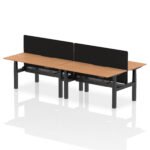 Air Back-to-Back Scalloped Edge Height Adjustable Bench Desk - 4 Person with Black Straight Screen - Image 46