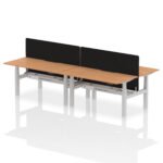 Air Back-to-Back Scalloped Edge Height Adjustable Bench Desk - 4 Person with Black Straight Screen - Image 47