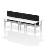 Air Back-to-Back Scalloped Edge Height Adjustable Bench Desk - 4 Person with Black Straight Screen - Image 53