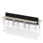 Air Back-to-Back Height Adjustable Bench Desk - 6 Person with Black Straight Screen - Image 50