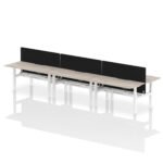 Air Back-to-Back Scalloped Edge Height Adjustable Bench Desk - 6 Person with Black Straight Screen - Image 42