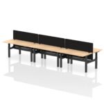 Air Back-to-Back Height Adjustable Bench Desk - 6 Person with Black Straight Screen - Image 52