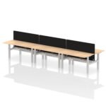 Air Back-to-Back Height Adjustable Bench Desk - 6 Person with Black Straight Screen - Image 53