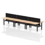 Air Back-to-Back Scalloped Edge Height Adjustable Bench Desk - 6 Person with Black Straight Screen - Image 43