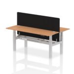 Air Back-to-Back Slimline Height Adjustable Bench Desk - 2 Person with Black Straight Screen - Image 77
