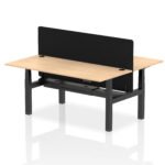 Air Back-to-Back Height Adjustable Bench Desk - 2 Person with Black Straight Screen - Image 73