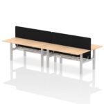 Air Back-to-Back Height Adjustable Bench Desk - 4 Person with Black Straight Screen - Image 74