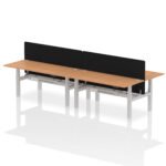 Air Back-to-Back Height Adjustable Bench Desk - 4 Person with Black Straight Screen - Image 77