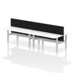 Air Back-to-Back Height Adjustable Bench Desk - 4 Person with Black Straight Screen - Image 83