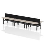Air Back-to-Back Height Adjustable Bench Desk - 6 Person with Black Straight Screen - Image 70