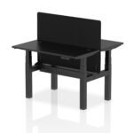 Air Back-to-Back Slimline Height Adjustable Bench Desk - 2 Person with Black Straight Screen - Image 4