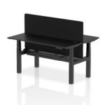 Air Back-to-Back Slimline Height Adjustable Bench Desk - 2 Person with Black Straight Screen - Image 46