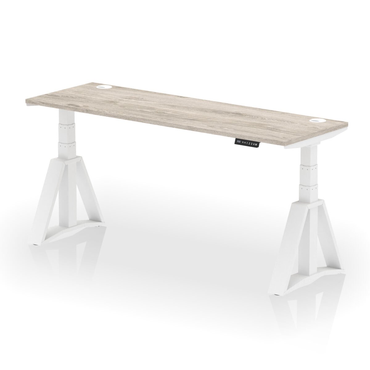 Air Height Adjustable Slimline Desk With Cable Ports With Piste Foot - Image 48