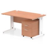 Impulse 1400mm Cable Managed Straight Desk With Mobile Pedestal - Image 3