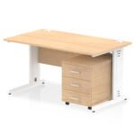 Impulse 1400mm Cable Managed Straight Desk With Mobile Pedestal - Image 12