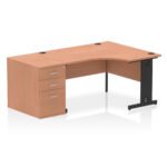 Impulse 1400mm Cable Managed Right Crescent Desk Workstation - Image 2