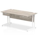 Impulse Cantilever Straight Desk White Frame With Two One Drawer Fixed Pedestals - Image 3