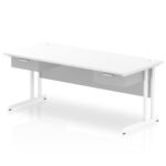 Impulse Cantilever Straight Desk White Frame With Two One Drawer Fixed Pedestals - Image 13