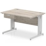 Impulse Cable Managed Straight Desk Silver Frame With Single One Drawer Fixed Pedestal - Image 3