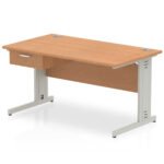 Impulse Cable Managed Straight Desk Silver Frame With Single One Drawer Fixed Pedestal - Image 12