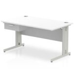 Impulse Cable Managed Straight Desk Silver Frame With Single One Drawer Fixed Pedestal - Image 13
