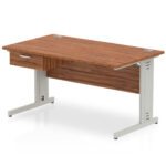 Impulse Cable Managed Straight Desk Silver Frame With Single One Drawer Fixed Pedestal - Image 14