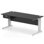 Impulse Cable Managed Straight Desk Silver Frame With Single One Drawer Fixed Pedestal - Image 23