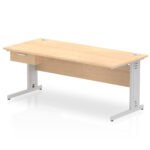 Impulse Cable Managed Straight Desk Silver Frame With Single One Drawer Fixed Pedestal - Image 25
