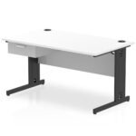 Impulse Cable Managed Straight Desk Black Frame With Single One Drawer Fixed Pedestal - Image 13