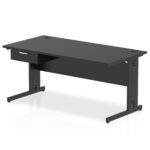 Impulse Cable Managed Straight Desk Black Frame With Single One Drawer Fixed Pedestal - Image 16