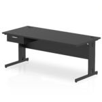 Impulse Cable Managed Straight Desk Black Frame With Single One Drawer Fixed Pedestal - Image 23