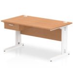 Impulse Cable Managed Straight Desk White Frame With Single One Drawer Fixed Pedestal - Image 12