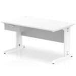Impulse Cable Managed Straight Desk White Frame With Single One Drawer Fixed Pedestal - Image 13