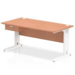 Impulse Cable Managed Straight Desk White Frame With Single One Drawer Fixed Pedestal - Image 15