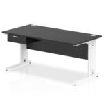 Impulse Cable Managed Straight Desk White Frame With Single One Drawer Fixed Pedestal - Image 16