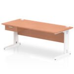 Impulse Cable Managed Straight Desk White Frame With Single One Drawer Fixed Pedestal - Image 22