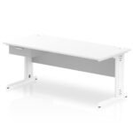 Impulse Cable Managed Straight Desk White Frame With Single One Drawer Fixed Pedestal - Image 27