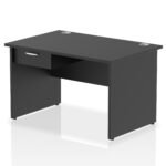 Impulse Panel End Straight Desk Frame With Single One Drawer Fixed Pedestal - Image 2