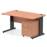 Impulse 1400mm Cable Managed Straight Desk With Mobile Pedestal - Image 25
