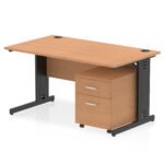 Impulse 1400mm Cable Managed Straight Desk With Mobile Pedestal - Image 29