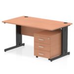 Impulse 1400mm Cable Managed Straight Desk With Mobile Pedestal - Image 32