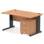 Impulse 1400mm Cable Managed Straight Desk With Mobile Pedestal - Image 36