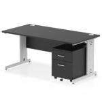 Impulse 1600mm Cable Managed Straight Desk With Mobile Pedestal - Image 39