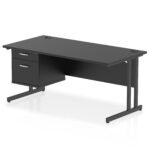 Impulse 1600mm Cantilever Straight Desk With Single Fixed Pedestal - Image 48