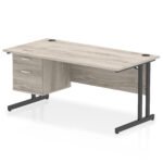 Impulse 1600mm Cantilever Straight Desk With Single Fixed Pedestal - Image 49