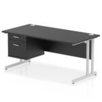 Impulse 1600mm Cantilever Straight Desk With Single Fixed Pedestal - Image 45